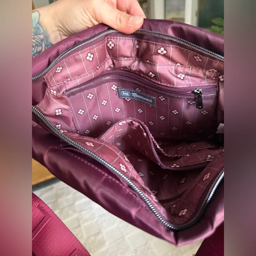 Lug Women's Burgundy Crossbody Bag - Lug Moonwalk Crossbody in Wine - Picture 5 of 12